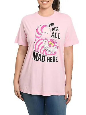Buy Cheshire Cat T-Shirt Alice In Wonderland Pink Women's Plus Size • 21.22£