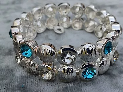Buy Equilibrium Jewellery Blue And Clear Crystal Bracelet Stunning Elastic #56 • 9.99£