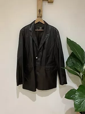 Buy NWT SKIN DEEP Butter Soft Men's Dark Brown Leather Blazer Jacket Coat Shacket L • 79.95£