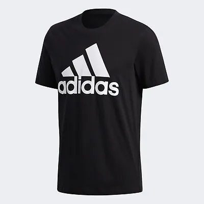 Buy Adidas Essentials Linear Tee Mens - 100% Cotton Sports T-Shirt Black - Small • 17.99£