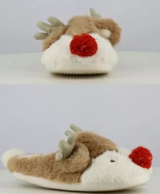 Buy Ladies Rudolph Red Nose Reindeer Mule Slippers Womens Fun Novelty Gift Christmas • 9.99£