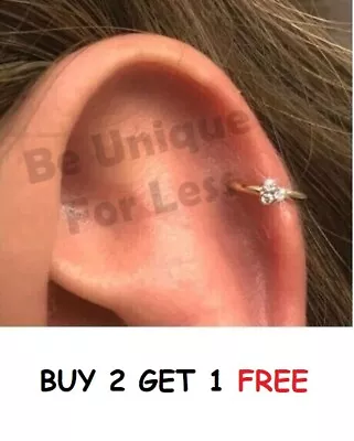 Buy Cartilage Tragus Nose Hoop Threh Diamante Crystal Cartilage Earring, Helix Ring • 3.99£