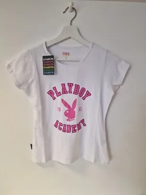 Buy BNWT Playboy White T Shirt Top Bunny Logo Short Sleeve RRP £12.00 SIZES 8-18 • 4£