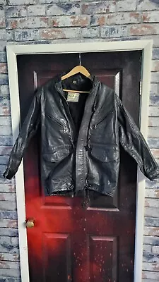Buy Vintage Cow Hide Leather Biker Jacket - Size M - Black - Some Cosmetic Marks. • 20£