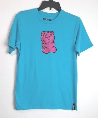 Buy Fortnite Blue T-Shirt Pink Gummy Bear Unisex Size XXL Kid's 18 Short Sleeve • 5.76£