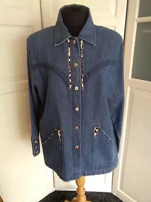 Buy  Vintage 90s Denim Country & Western Cowgirl Shirt Jacket Button Studs Size L • 20£