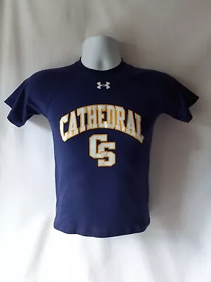 Buy Under Armour Cathedral CS Boys Navy Blue Short Sleeve Activewear Tops Size S • 12.61£