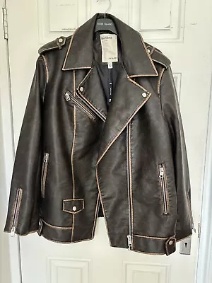 Buy Brand New River Island Faux Leather Oversized Jacket / Coat - Size 14 • 39£
