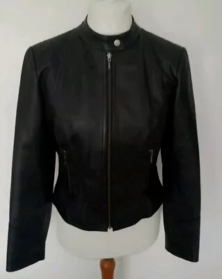 Buy NEXT - Biker Style REAL LEATHER Jacket Black Size 12 • 54.99£