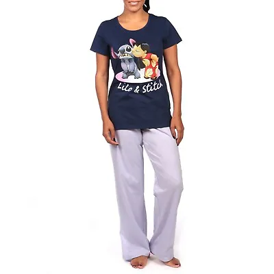 Buy Lilo & Stitch Pyjamas Adults Womens S M L XL XXL PJs Short Sleeve Top Black • 17.99£