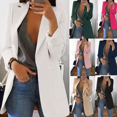 Buy Women's Tops Suit Blazer Suit Jacket Ladies Formal Slim Coat Cardigan Outwear UK • 11.88£