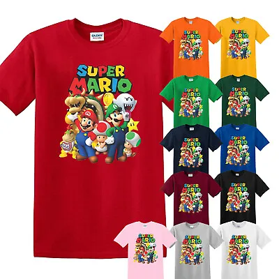 Buy SUPER MARIO T-Shirt Unisex Kids Boys Girls T Shirt Short Sleeve Tee Shirt UK • 24.99£
