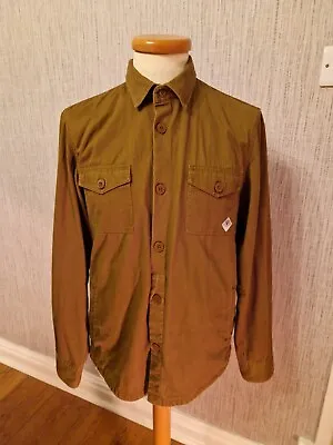 Buy Classic Mens Barbour Beacon Khaki Brown Cotton Twill Overshirt Jacket Size Small • 19.99£