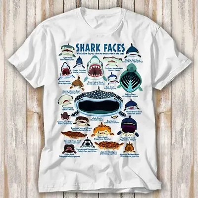Buy Shark Faces Marine Sea Life Sand Beach Summer T Shirt Top Tee Unisex 3991 • 6.70£