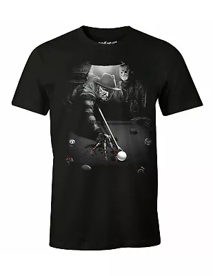 Buy Friday The 13th/ A Nightmare On Elm Street Freddy V Jason Snooker Black T-shirt • 12.99£