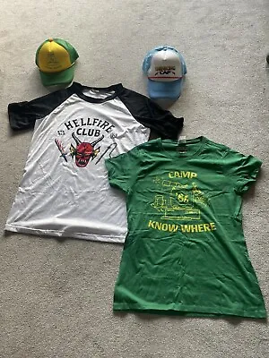 Buy Stranger Things- 2 T-shirts - 2 Caps- Camp Nowhere- Hellfire Club • 4.99£