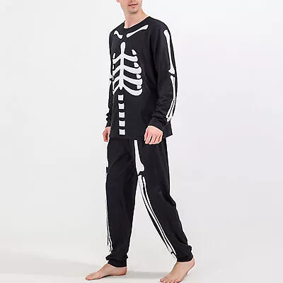 Buy Pajama Set Skull Skeleton Graphic Black Sleeve Pajamas Set(Black MEN:XL) BST • 24.29£