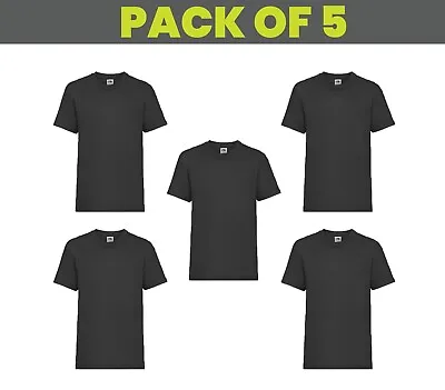 Buy Pack 5 & 3 Fruit Of The Loom Kids Valueweight T-shirt Plain Top Childrens SS031 • 12.99£