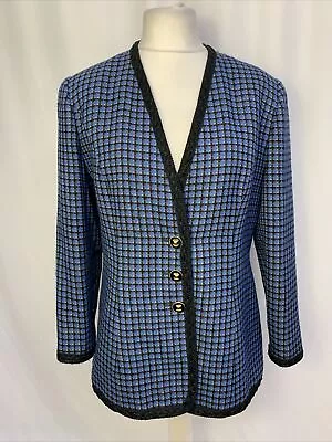 Buy JACQUES VERT Women's Contrast Trim Cardigan Blue Black UK16 Wool Jacket E1609 • 23.75£