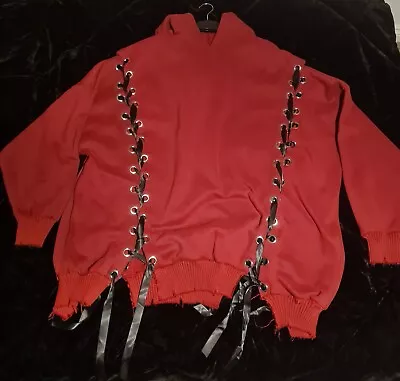 Buy Current Mood - Plus Size Wine Hearts N Hellions Lace Up Hoodie - Size 1X • 48£