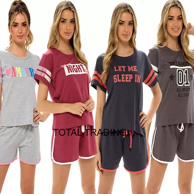 Buy Womens Ladies Pyjamas Pajamas Shorts Sets T Shirt Top & Hot Pants Bottoms  VARSI • 11.99£