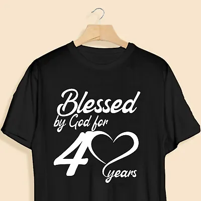 Buy Blessed By God Printed New Year T Shirt Adult Birthday Gift Crew Neck Cotton Top • 11.49£