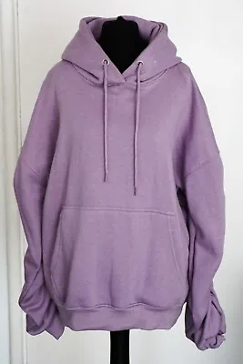 Buy Made In Pakistan, Pale Lilac Hoodie With Drawstring, Rushed Sleeves & Pockets • 10£