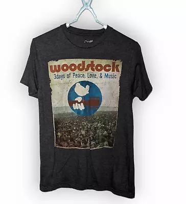 Buy Grey Woodstock Women's Retro Anniversary T Shirt Size Small Good Condition • 14.99£