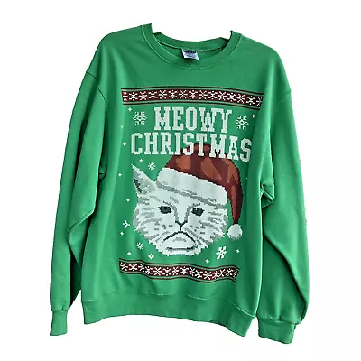 Buy Christmas Grumpy Cat Graphic Sweatshirt Top Sz M (42) Unisex • 17.05£