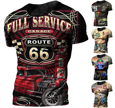Buy Route 66 Vintage Style Design T Shirt Tee Top Mens Graphic Print Sizes XS-6XL • 26.58£