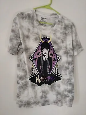 Buy Wednesday Addams Nevermore Juniors T Shirt Grey Tie Dye, Size XL (15-17), NEW • 11.37£