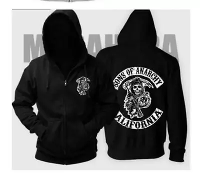 Buy Sons Of Anarchy New Cardigan Printed Zipped Skull Fashion Coat Hoodie U.S. Drama • 27.71£
