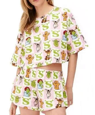 Buy Disney Shrek Fiona & Friends Tshirt & Shorts Cotton Pyjama Set UK Size 4-24 • 19.99£