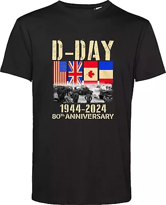 Buy D-Day T Shirt Normandy Landings 80th Anniversary 1944-2024 UK Flag Gift Tee Top • 9.99£