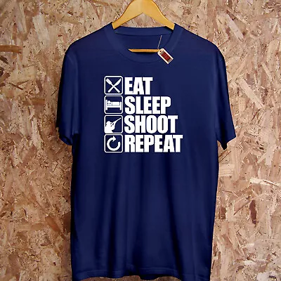 Buy Eat Sleep SHOOT Repeat T-Shirt Shooting Range Shotgun Gun Hunting Rifle Hoodie • 17.95£