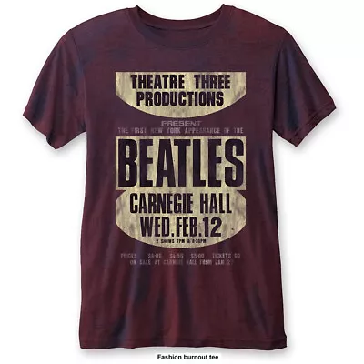 Buy The Beatles Carnegie Hall Navy / Red Burnout T-Shirt New & Official Merchandise • 11.25£