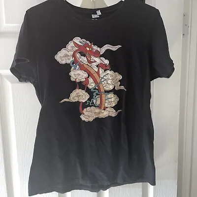 Buy Disney Mulan Mushu Dragon T-Shirt Medium Black Port & Company • 4.80£