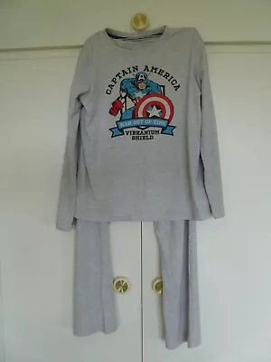 Buy Boys Grey Captain America Pyjamas Age 7 - 8 Years • 2.50£