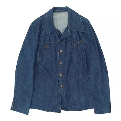Buy John Slim Mens Blue Collared Denim Button Up Jean Jacket | Vintage Western Style • 25£