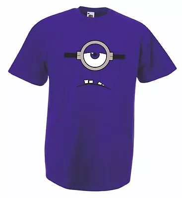 Buy Kids Despicable Me One Eyed Evil Purple Minion Gru Fun T Shirt Size 3-4 To 12-13 • 8.50£