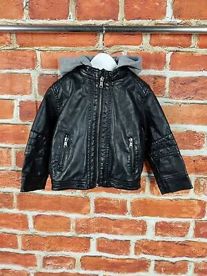 Buy Baby Boys Coat Age 18-24 Months H&m Black Hoodie Biker Jacket Casual Fleece 92cm • 9.99£