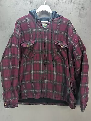 Buy Deer Creek Plaid Flannel Shirt Jacket Fleece Lined 2XL Hooded Full Zip Workwear • 21.95£