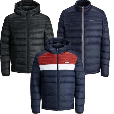 Buy Jack & Jones Mens Puffer Hoodie Jacket Coat Full Zip Jackets Hoody Top Navy • 19.99£