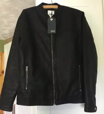 Buy BNWT !Solid Black Faux Leather Biker Style Jacket Size M RRP £65 • 25£