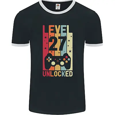 Buy 27th Birthday 27 Year Old Level Up Gamming Mens Ringer T-Shirt FotL • 9.99£