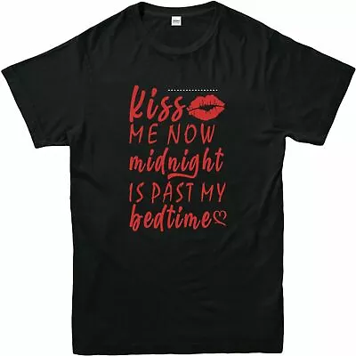 Buy KISS ME NOW MIDNIGHT IS PAST MY BED TIME Lips Printed Mens Kids T Shirts 3/4-4XL • 11.39£