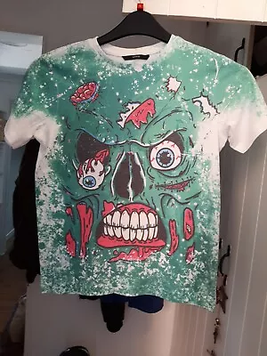 Buy (L) George Green & White Zombie Face T-shirt - Age 10-11 Years • 6£