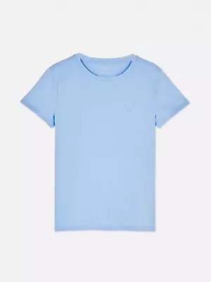 Buy BNWT Mid Blue Simple Short Sleeve Slim Fit Stretch T-shirt Size 18-20 • 3.50£