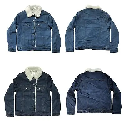 Buy Womens Fur Lined Denim Jacket Long Sleeve Trucker Winter Jackets For Ladies,S-XL • 14.99£