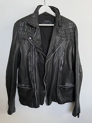 Buy AllSaints Sz M / L Slim-fit Biker Leather Jacket Grunge Rock N Roll • 191.11£